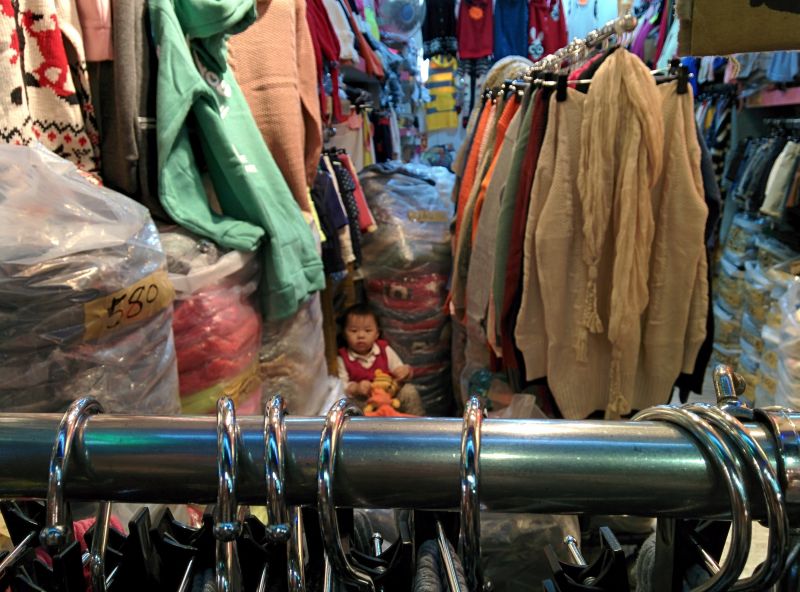 Found this baby chilling out in a clothing store